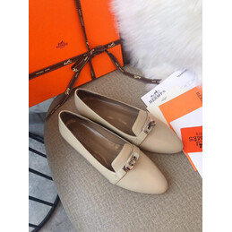 Replica Hermes Beige Classic Palladium H Buckle Loafer