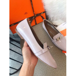 Replica Hermes White Classic Gold H Buckle Loafer