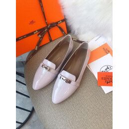 Replica Hermes White Classic Gold H Buckle Loafer