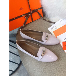 Replica Hermes White Classic Gold H Buckle Loafer
