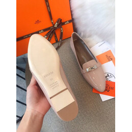 Replica Hermes Pink Classic Rose Gold H Buckle Loafer