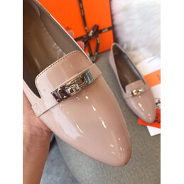 Replica Hermes Pink Classic Rose Gold H Buckle Loafer