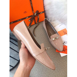 Replica Hermes Pink Classic Rose Gold H Buckle Loafer