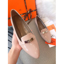 Replica Hermes Pink Classic Rose Gold H Buckle Loafer
