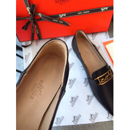 Replica Hermes Black Patent Gold H Buckle Loafer