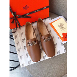 Replica Hermes Tan Palladium H Buckle Loafer