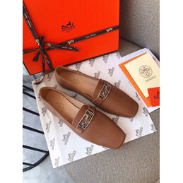 Replica Hermes Tan Palladium H Buckle Loafer