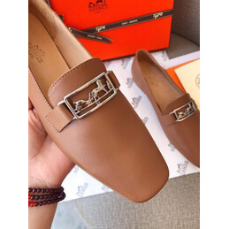 Replica Hermes Tan Palladium H Buckle Loafer