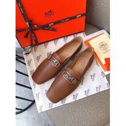 Replica Hermes Tan Palladium H Buckle Loafer