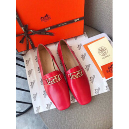 Replica Hermes Red Gold H Buckle Loafer