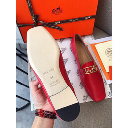Replica Hermes Red Gold H Buckle Loafer