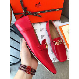 Replica Hermes Red Gold H Buckle Loafer