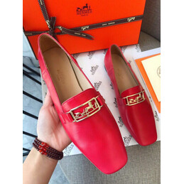 Replica Hermes Red Gold H Buckle Loafer