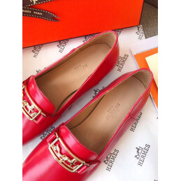 Replica Hermes Red Gold H Buckle Loafer