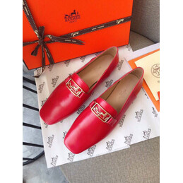 Replica Hermes Red Gold H Buckle Loafer