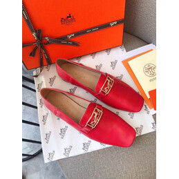 Replica Hermes Red Gold H Buckle Loafer