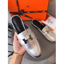 Replica Hermes Silver Palladium H Buckle Loafer