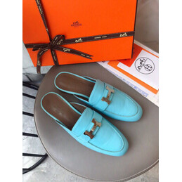 Replica Hermes Turquoise H Buckle Loafer - Style 2