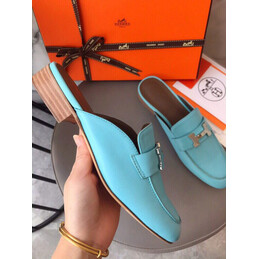 Replica Hermes Turquoise H Buckle Loafer - Style 2