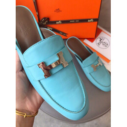 Replica Hermes Turquoise H Buckle Loafer - Style 2