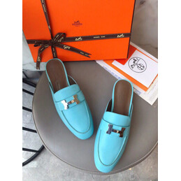 Replica Hermes Turquoise H Buckle Loafer - Style 2
