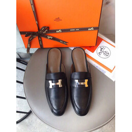 Replica Hermes Black Gold H Buckle Backless Mule