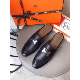 Replica Hermes Black Gold H Buckle Backless Mule