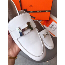 Replica Hermes White H Buckle Loafer