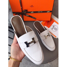 Replica Hermes White H Buckle Loafer