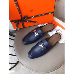 Replica Hermes Navy H Buckle Loafer