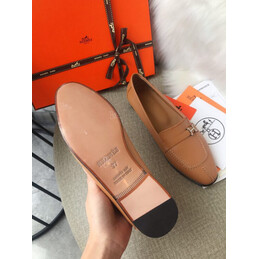 Replica Hermes Tan Palladium H Buckle Loafer - Style 2