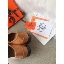 Replica Hermes Tan Palladium H Buckle Loafer - Style 2