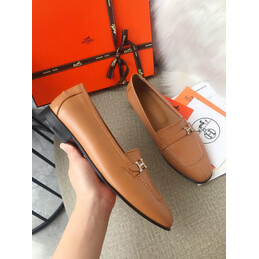 Replica Hermes Tan Palladium H Buckle Loafer - Style 2