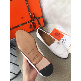 Replica Hermes White Black H Buckle Loafer