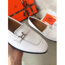Replica Hermes White Black H Buckle Loafer