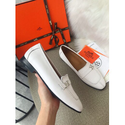 Replica Hermes White Black H Buckle Loafer