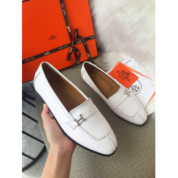 Replica Hermes White Black H Buckle Loafer