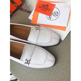 Replica Hermes White Black H Buckle Loafer