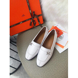 Replica Hermes White Black H Buckle Loafer