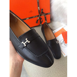 Replica Hermes Black Palladium H Buckle Loafer