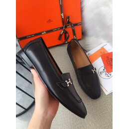 Replica Hermes Black Palladium H Buckle Loafer