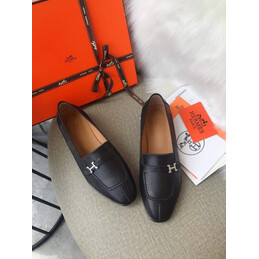 Replica Hermes Black Palladium H Buckle Loafer