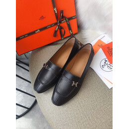Replica Hermes Black Palladium H Buckle Loafer
