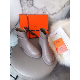 Replica Hermes Taupe Buckle Ankle Boot