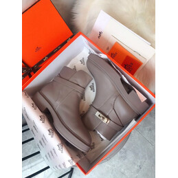 Replica Hermes Taupe Buckle Ankle Boot