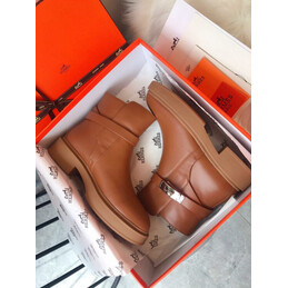 Replica Hermes Brown Lug Sole Buckle Ankle Boot