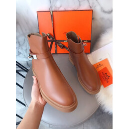 Replica Hermes Brown Lug Sole Buckle Ankle Boot