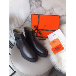 Replica Hermes Black Lug Sole Buckle Ankle Boot