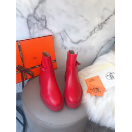 Replica Hermes Red Buckle Ankle Boot