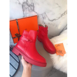 Replica Hermes Red Buckle Ankle Boot
